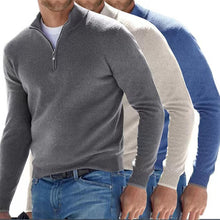 Load image into Gallery viewer, Mens Long Sleeve Polo Shirts Casual Zipper Golf Shirts Fashion V-Neck Wool Blend Athletic Tennis T-Shirt Tops