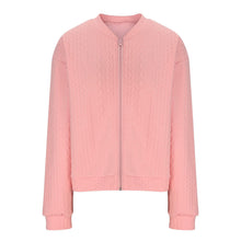 Load image into Gallery viewer, Casual Jacket For Women Fall Winter V-Neck Solid Color Cable Knitted Coat Zipper Long Sleeve Loose Sweatshirt