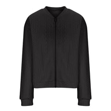 Load image into Gallery viewer, Casual Jacket For Women Fall Winter V-Neck Solid Color Cable Knitted Coat Zipper Long Sleeve Loose Sweatshirt