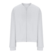 Load image into Gallery viewer, Casual Jacket For Women Fall Winter V-Neck Solid Color Cable Knitted Coat Zipper Long Sleeve Loose Sweatshirt