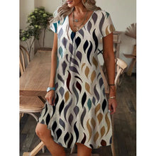 Load image into Gallery viewer, Vestido de manga corta con escote en pico y estampado holgado - EspaƱa