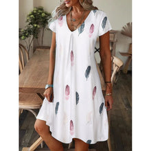Load image into Gallery viewer, Vestido de manga corta con escote en pico y estampado holgado - EspaƱa