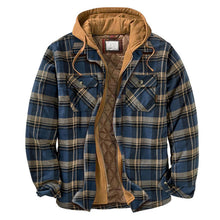 Load image into Gallery viewer, Shirt Jacket for Men Button and Zip Closure Plaid Thickened Loose Men's Casual Jacket Color Matching
