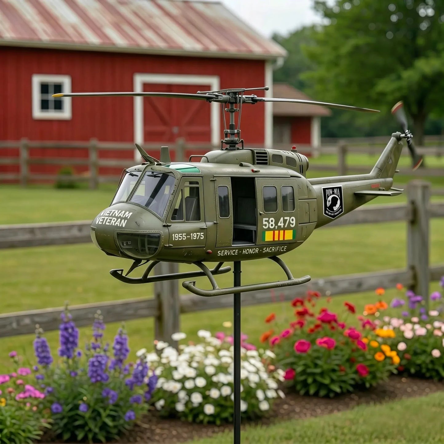 Vietnam Veteran UH-1 Helicopter Wind Spinner