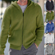 Load image into Gallery viewer, Men Hooded Knitted Sweater Jumper Cardigan Outwear Hooide Casual Long Sleeve Top