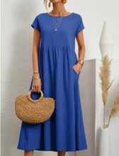 Load image into Gallery viewer, 【HOT🎁【S-5XL】 Vestido de mujer 2024 de algodón y lino con cuello redondo y corte holgado 👉 - España