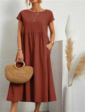 Load image into Gallery viewer, 【HOT🎁【S-5XL】 Vestido de mujer 2024 de algodón y lino con cuello redondo y corte holgado 👉 - España