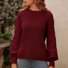 Load image into Gallery viewer, Women's Pullover Crew Neck Sweater Casual Long Sleeve Loose Chunky Knit Jumper Blouse Tops