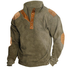 Load image into Gallery viewer, Men Corduroy Pullover Long Sleeve Retro Patchwork Top 1/4 Snap Waffle Sweatshirt Large Size Loose Casual Jogging Sportswear