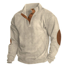 Load image into Gallery viewer, Men Corduroy Pullover Long Sleeve Retro Patchwork Top 1/4 Snap Waffle Sweatshirt Large Size Loose Casual Jogging Sportswear