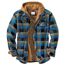 Load image into Gallery viewer, Shirt Jacket for Men Button and Zip Closure Plaid Thickened Loose Men's Casual Jacket Color Matching
