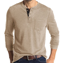 Load image into Gallery viewer, Mens Casual Round Neck Buttons Shirt Tops Soild Color Long Sleeves Slim Fit Tee