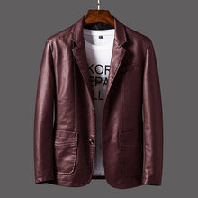 Load image into Gallery viewer, Casaco de Couro de Fato de Couro Casaco de Couro de Fato de Couro de Voo para Homens Casaco de Couro para Motociclistas