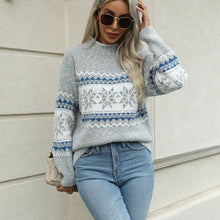 Load image into Gallery viewer, Women's Christmas Knitwear 2024 Long Sleeve Loose Half Turtleneck Snowflake Sweater for Women

