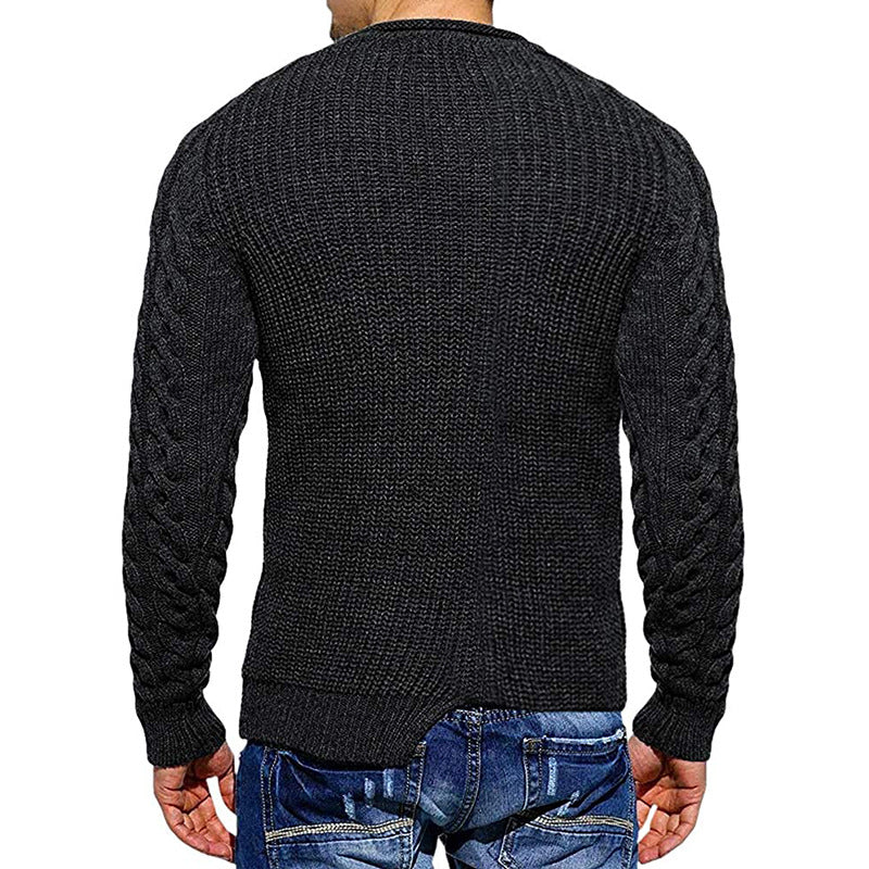 Mens Slim Fit Crew Neck Thick Sweaters Color Block Big and Tall Knit Pullovers