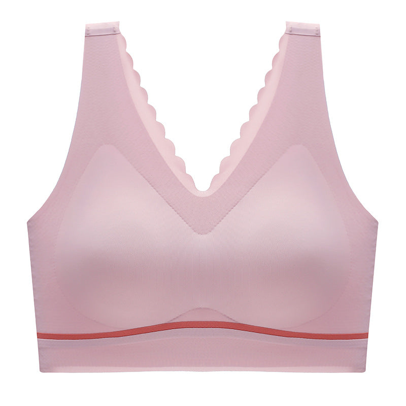 Women's seamless push-up latex deep V comfortable bra