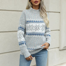 Load image into Gallery viewer, Women's Christmas Knitwear 2024 Long Sleeve Loose Half Turtleneck Snowflake Sweater for Women
