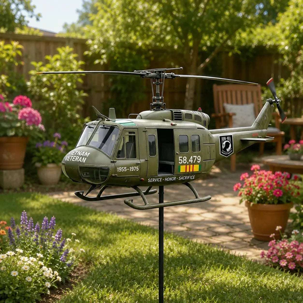 Vietnam Veteran UH-1 Helicopter Wind Spinner