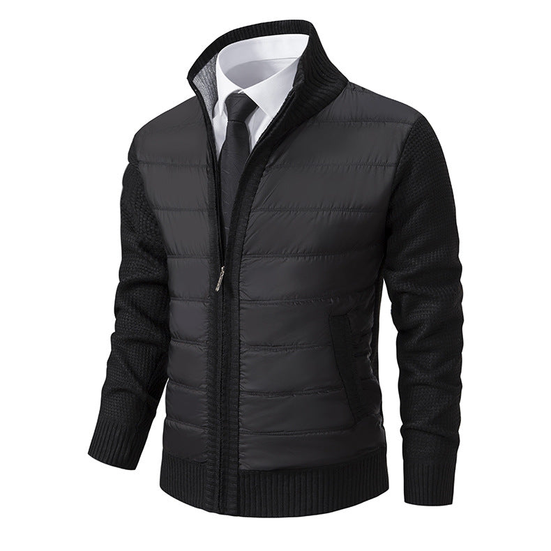 Men's CardiganFashion Patchwork knitted Zipper Stand Collar Thick Jackets