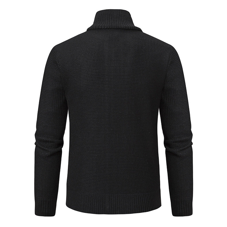 Men's CardiganFashion Patchwork knitted Zipper Stand Collar Thick Jackets