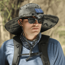 Load image into Gallery viewer, Wide Brim Solar Fan Outdoor Fishing Hat-Solar &amp; USB Charging
