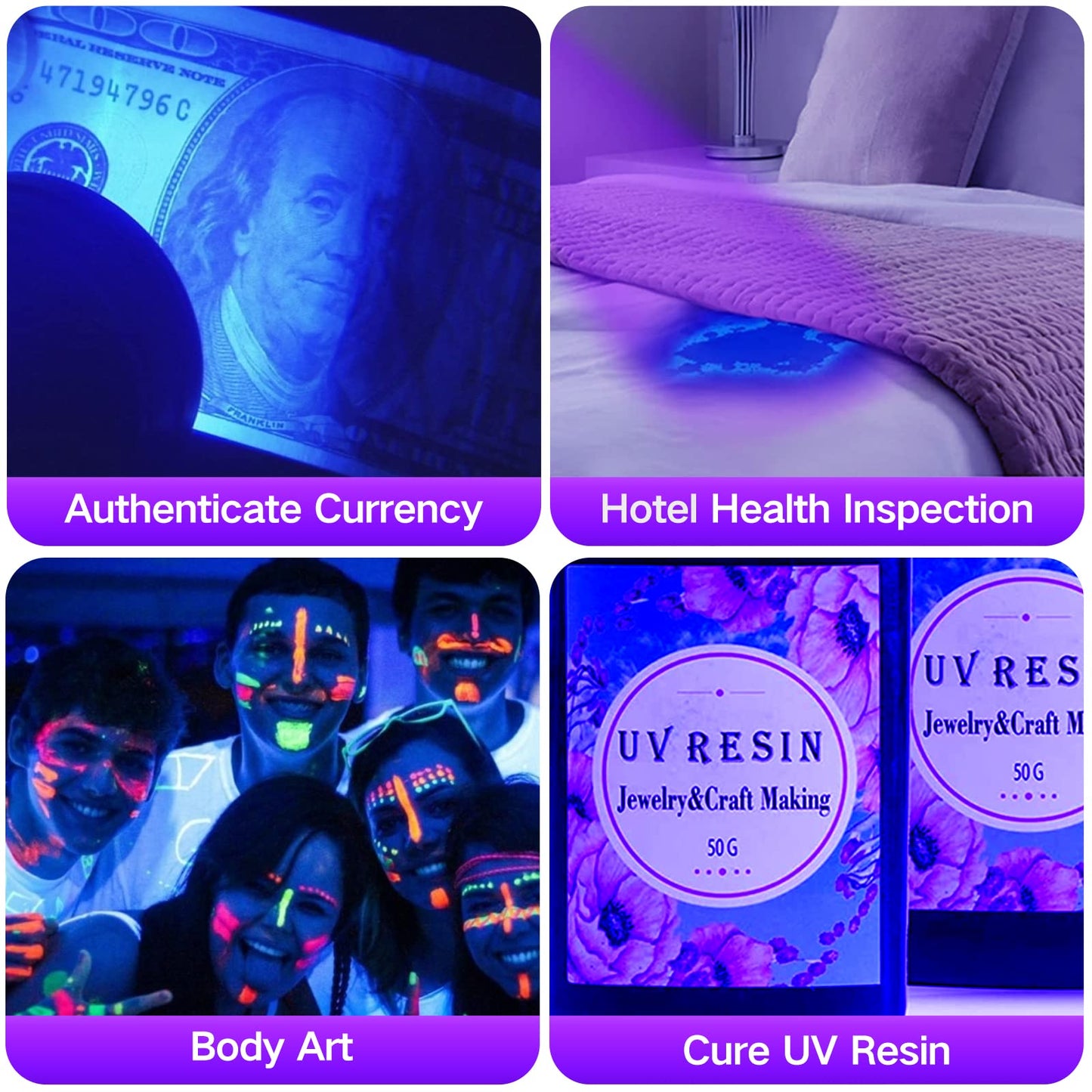 UV Flashlight Black Light, 51 LED Blacklight Pet Urine Detector for Dog/Cat Urine, Dry Stains, Bed Bug, Resin Curing, Scorpions Finder