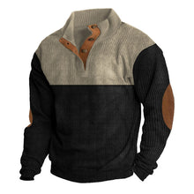 Load image into Gallery viewer, Men Corduroy Pullover Long Sleeve Retro Patchwork Top 1/4 Snap Waffle Sweatshirt Large Size Loose Casual Jogging Sportswear
