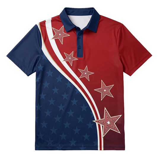 USA 250th Anniversary Print Casual Polo Shirt