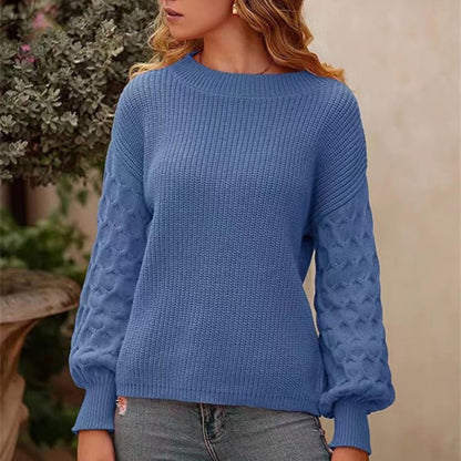 Women's Pullover Crew Neck Sweater Casual Long Sleeve Loose Chunky Knit Jumper Blouse Tops