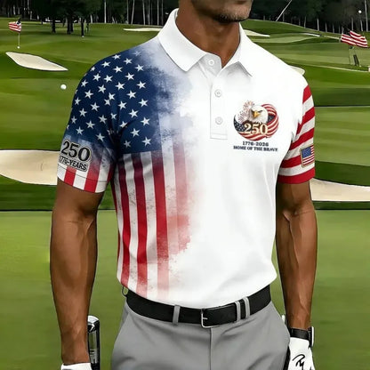 Men's American 250th Anniversary Print Casual Polo Shirt