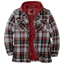 Load image into Gallery viewer, Shirt Jacket for Men Button and Zip Closure Plaid Thickened Loose Men's Casual Jacket Color Matching
