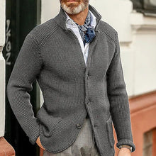 Load image into Gallery viewer, Winter Men's Knit Sweater Soft Warm Breathable Handsome Stand Collar Cardigan Suit Thick Knit Suit Jacket
