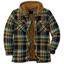 Load image into Gallery viewer, Shirt Jacket for Men Button and Zip Closure Plaid Thickened Loose Men's Casual Jacket Color Matching
