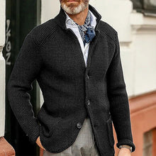 Load image into Gallery viewer, Winter Men's Knit Sweater Soft Warm Breathable Handsome Stand Collar Cardigan Suit Thick Knit Suit Jacket

