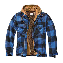Load image into Gallery viewer, Shirt Jacket for Men Button and Zip Closure Plaid Thickened Loose Men's Casual Jacket Color Matching
