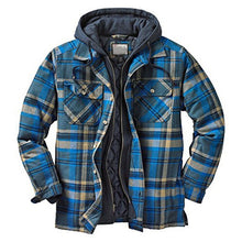 Load image into Gallery viewer, Shirt Jacket for Men Button and Zip Closure Plaid Thickened Loose Men's Casual Jacket Color Matching
