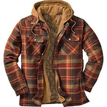 Load image into Gallery viewer, Shirt Jacket for Men Button and Zip Closure Plaid Thickened Loose Men's Casual Jacket Color Matching
