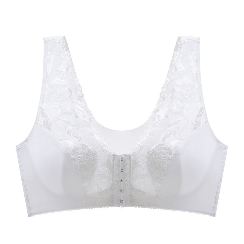 Large size lace push-up breathable ultra-thin front button bra