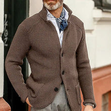 Load image into Gallery viewer, Winter Men's Knit Sweater Soft Warm Breathable Handsome Stand Collar Cardigan Suit Thick Knit Suit Jacket
