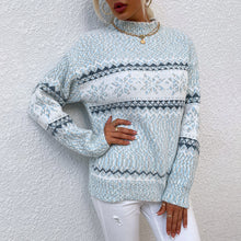 Load image into Gallery viewer, Women's Christmas Knitwear 2024 Long Sleeve Loose Half Turtleneck Snowflake Sweater for Women
