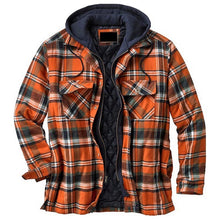 Load image into Gallery viewer, Shirt Jacket for Men Button and Zip Closure Plaid Thickened Loose Men's Casual Jacket Color Matching

