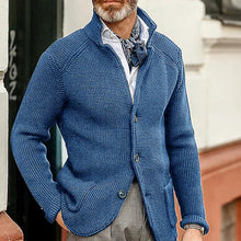 Load image into Gallery viewer, Winter Men's Knit Sweater Soft Warm Breathable Handsome Stand Collar Cardigan Suit Thick Knit Suit Jacket
