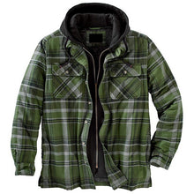 Load image into Gallery viewer, Shirt Jacket for Men Button and Zip Closure Plaid Thickened Loose Men's Casual Jacket Color Matching
