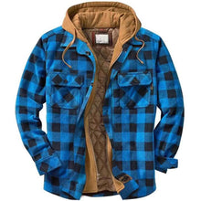 Load image into Gallery viewer, Shirt Jacket for Men Button and Zip Closure Plaid Thickened Loose Men's Casual Jacket Color Matching
