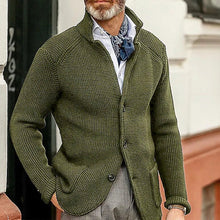 Load image into Gallery viewer, Winter Men's Knit Sweater Soft Warm Breathable Handsome Stand Collar Cardigan Suit Thick Knit Suit Jacket
