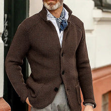 Load image into Gallery viewer, Winter Men's Knit Sweater Soft Warm Breathable Handsome Stand Collar Cardigan Suit Thick Knit Suit Jacket
