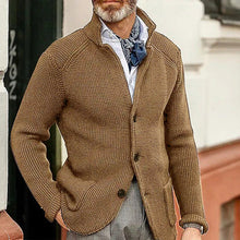 Load image into Gallery viewer, Winter Men's Knit Sweater Soft Warm Breathable Handsome Stand Collar Cardigan Suit Thick Knit Suit Jacket
