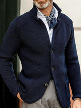 Load image into Gallery viewer, Winter Men's Knit Sweater Soft Warm Breathable Handsome Stand Collar Cardigan Suit Thick Knit Suit Jacket
