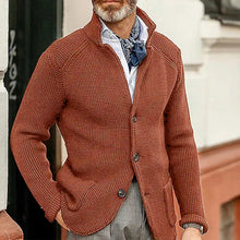Load image into Gallery viewer, Winter Men's Knit Sweater Soft Warm Breathable Handsome Stand Collar Cardigan Suit Thick Knit Suit Jacket
