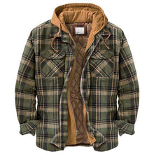 Load image into Gallery viewer, Shirt Jacket for Men Button and Zip Closure Plaid Thickened Loose Men's Casual Jacket Color Matching
